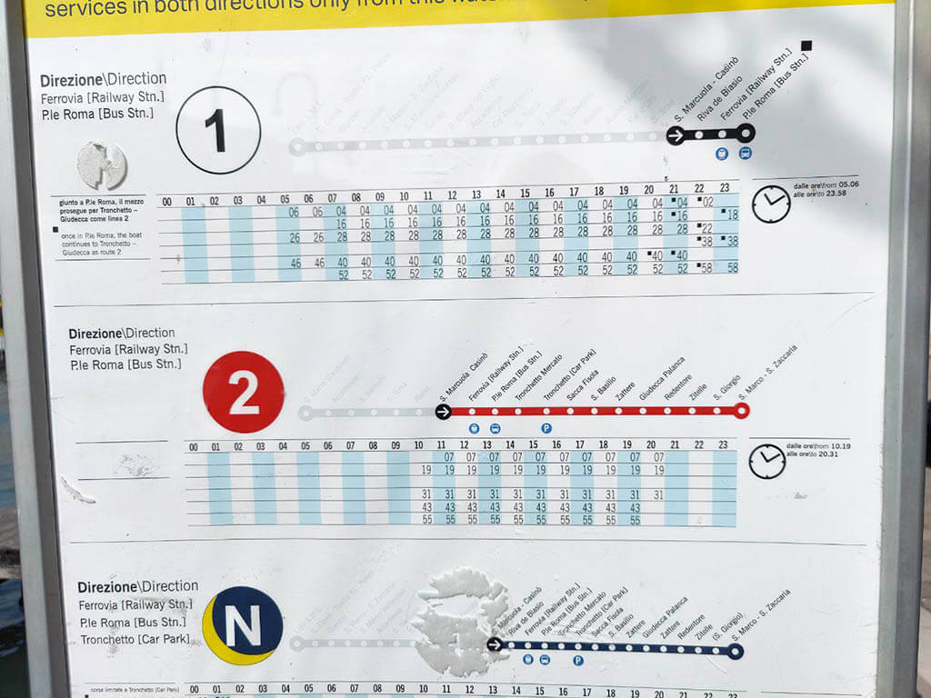 Routes van schepen Venetië 2023